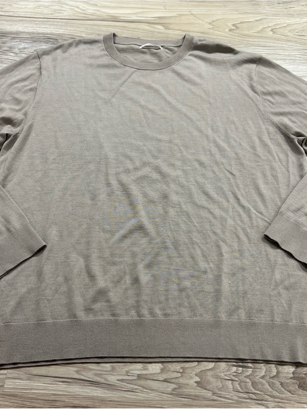 Zara 100% Merino Wool Crewneck Sweater Taupe Lightweight Men’s Size XL NWOT
